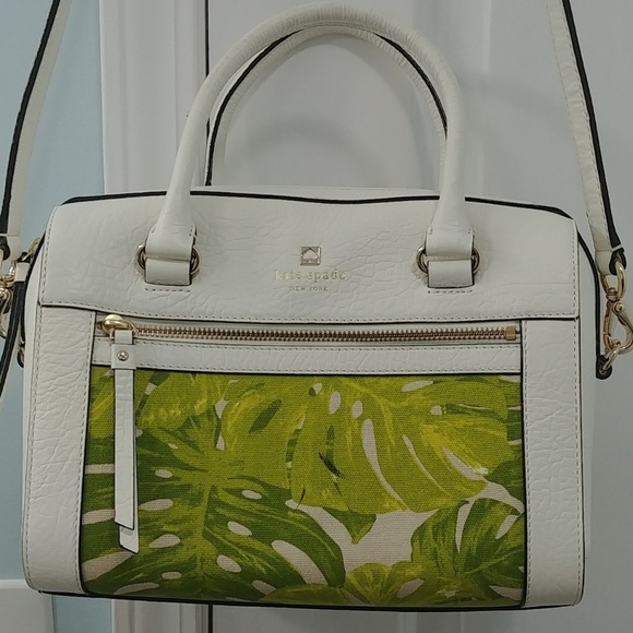 Kate Spade White and Green Satchel - Picture 1 of 12